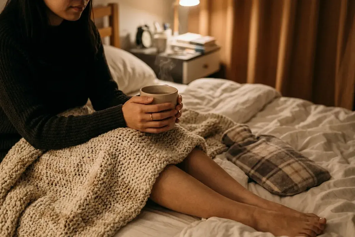 怕冷的「宮寒」感受怎麼顧：冬夜蓋毛毯、捧一杯熱飲、抱著熱水袋
